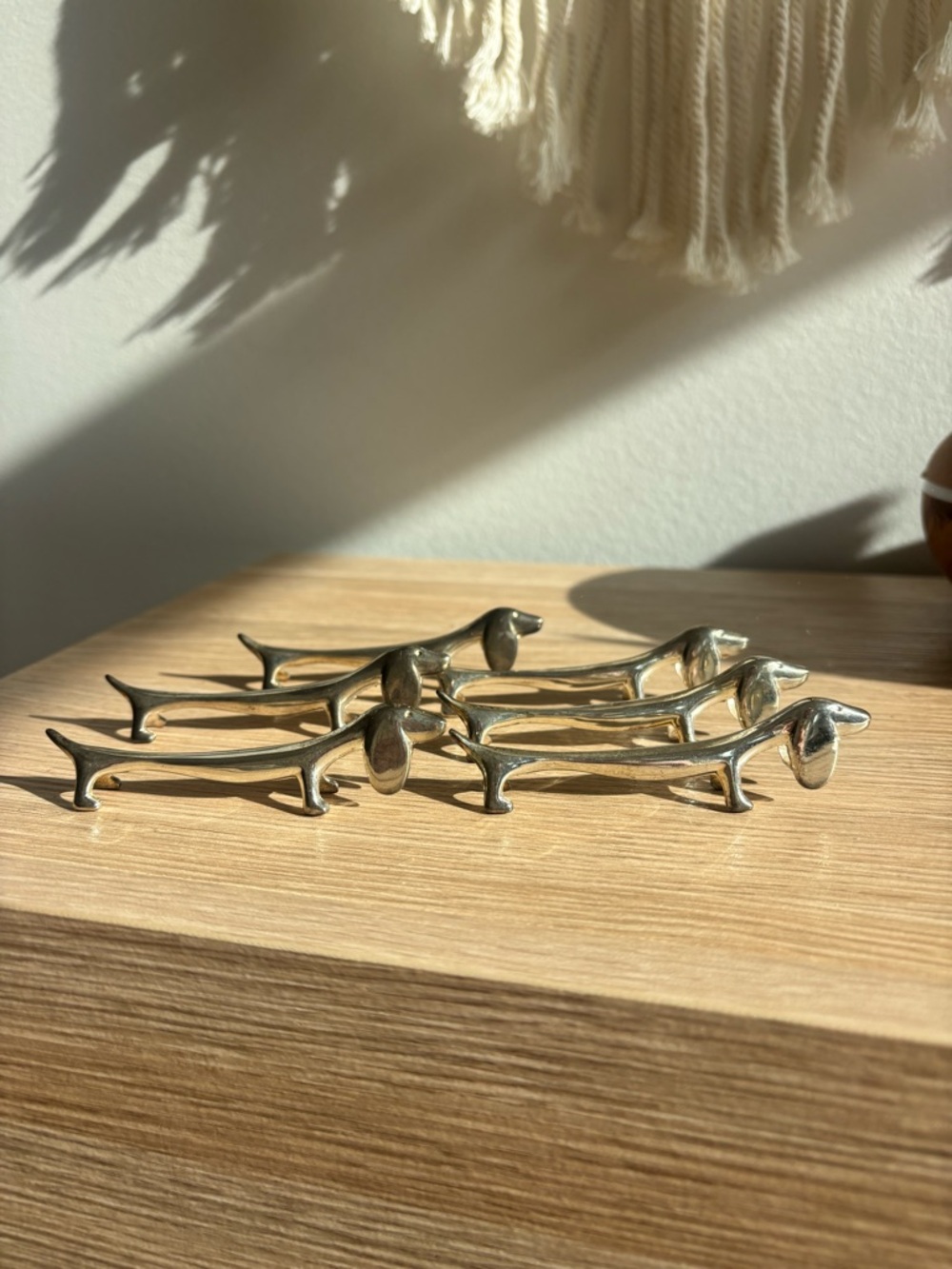 Vintage Midcentury Modern Art Deco Patina Dachshund Chopstick Rests